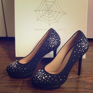 Charlotte Olympia Bejeweled Dotty black pumps